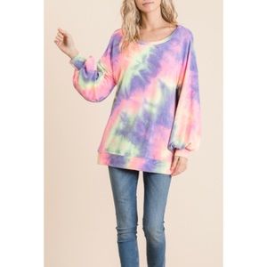 [New without Tags] Viamor Tie-Dye Puff Sleeve Top